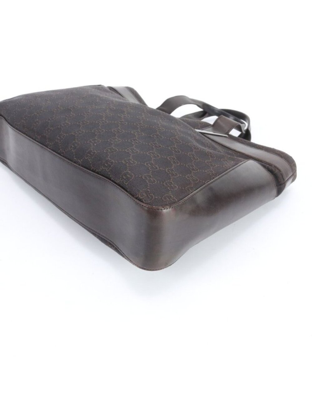 Gucci GG Canvas Leather Tote Shoulder Hand Brown Ree - Picture 5 of 10